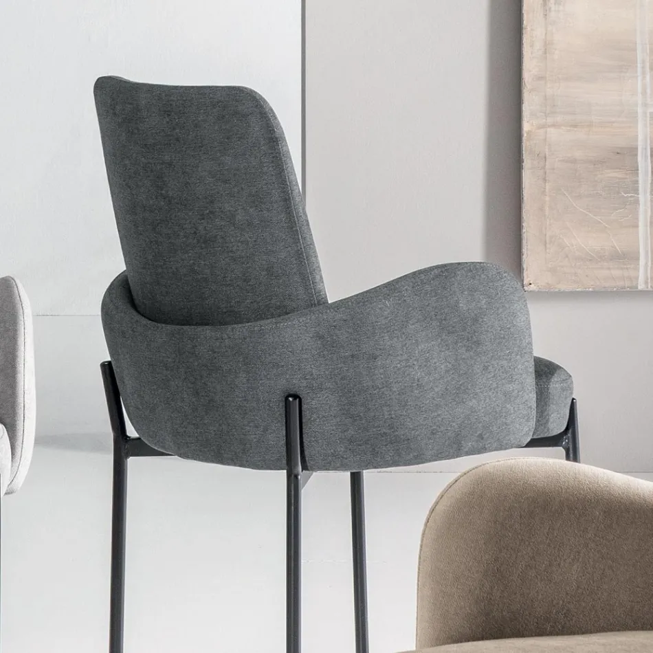 4 fauteuils en tissu coloré et structure en métal peint - Lamberta Viadurini