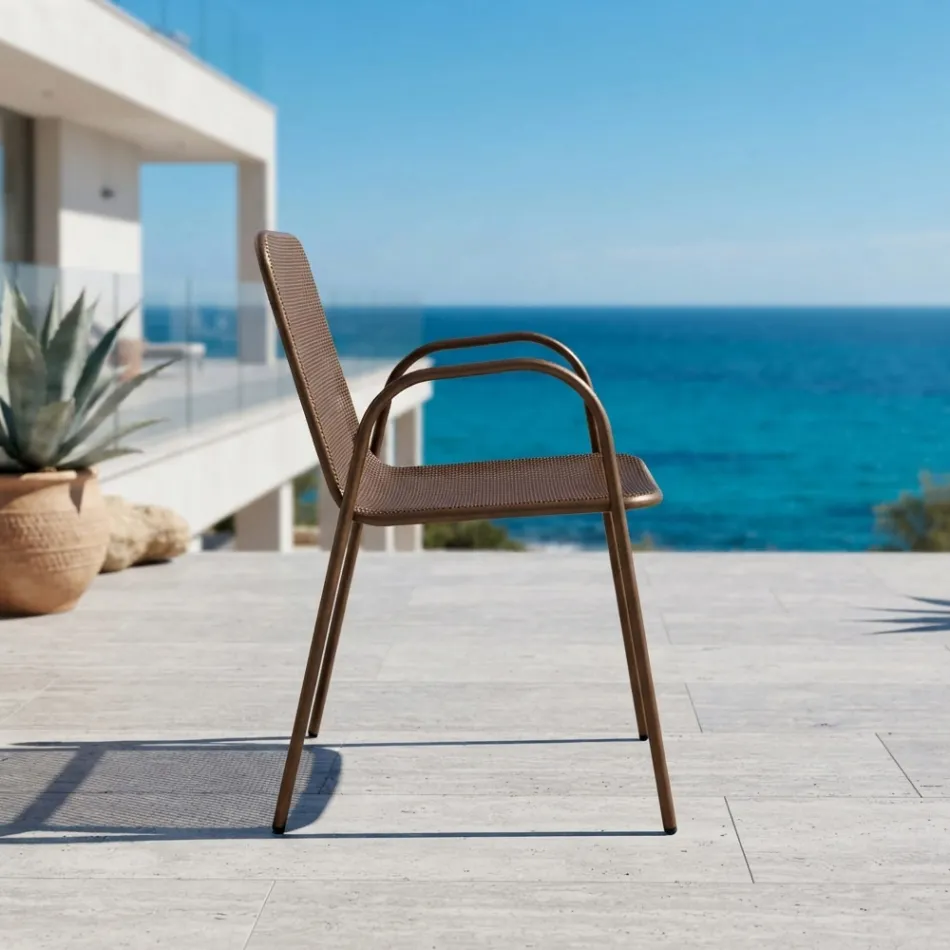 4 fauteuils de jardin traditionnels en métal fabriqués en Italie - Edris Viadurini