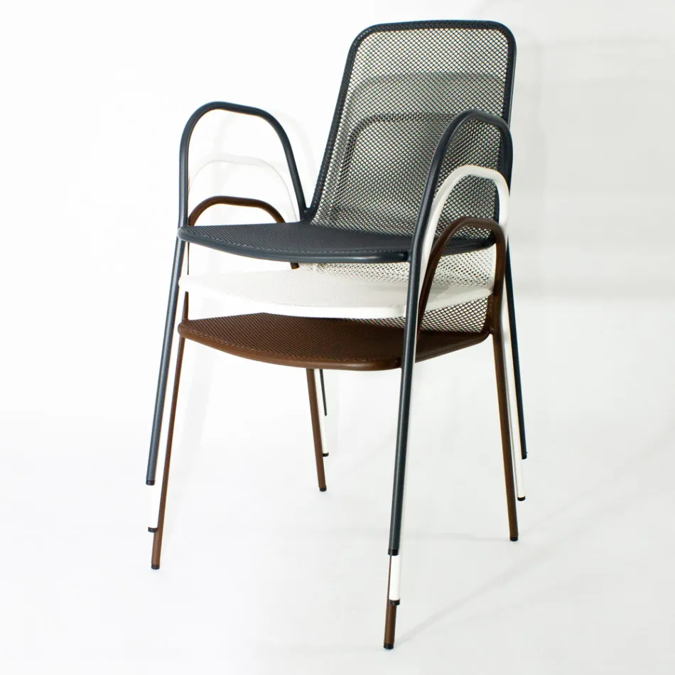 4 fauteuils de jardin traditionnels en métal fabriqués en Italie - Edris Viadurini