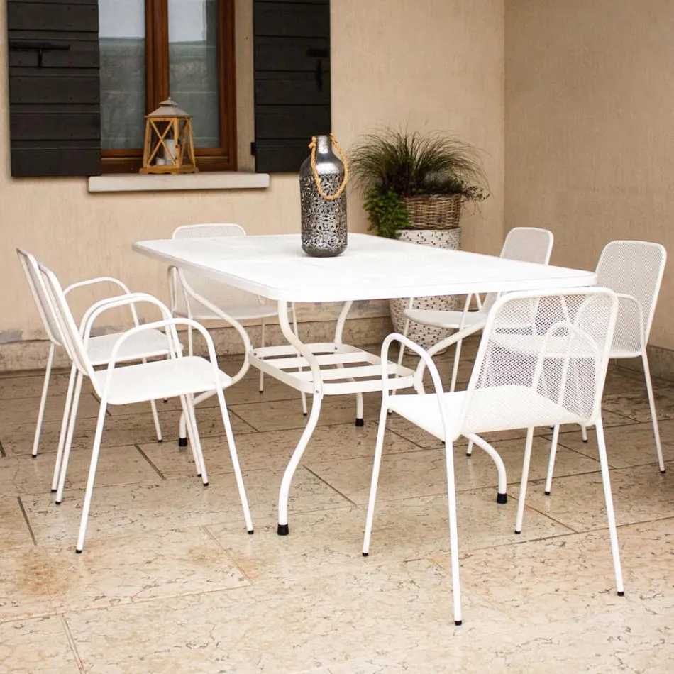4 fauteuils de jardin traditionnels en métal fabriqués en Italie - Edris Viadurini