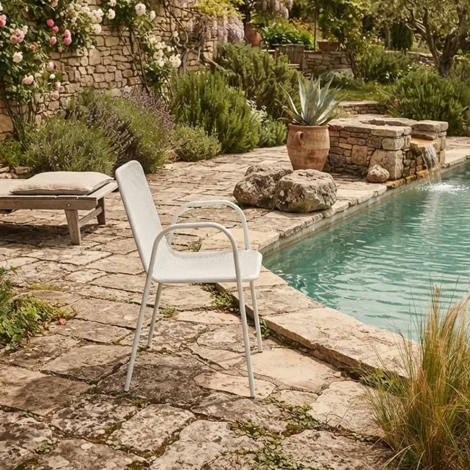 4 fauteuils de jardin traditionnels en métal fabriqués en Italie - Edris Viadurini