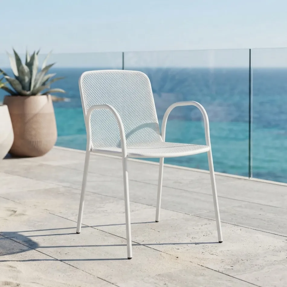 4 fauteuils de jardin traditionnels en métal fabriqués en Italie - Edris Viadurini