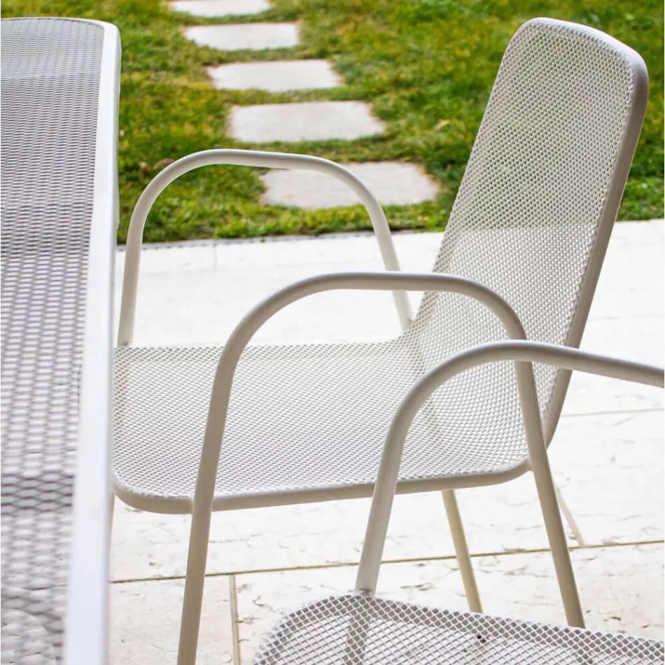 4 fauteuils de jardin traditionnels en métal fabriqués en Italie - Edris Viadurini