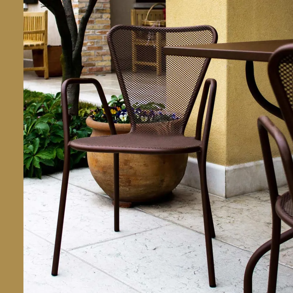4 fauteuils d'extérieur modernes en métal, fabriqués en Italie - Varmo Viadurini
