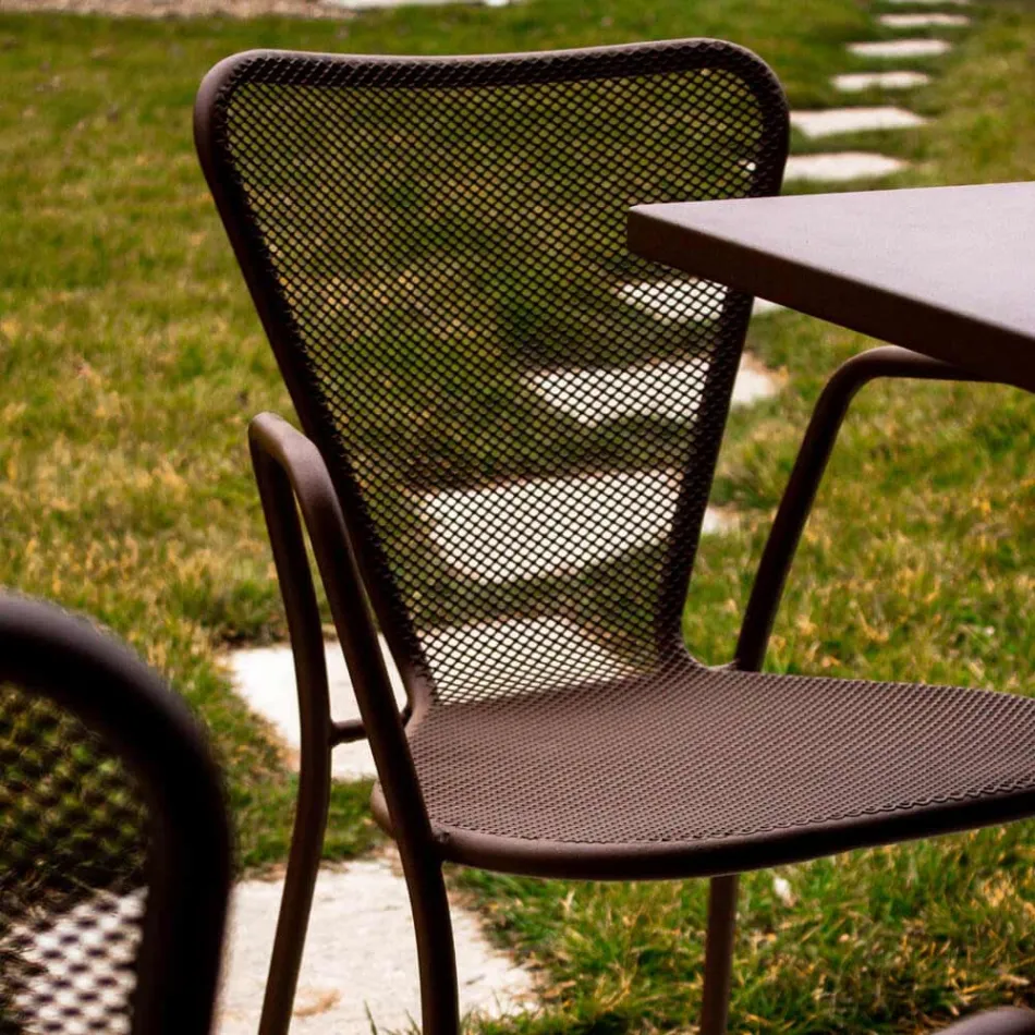 4 fauteuils d'extérieur modernes en métal, fabriqués en Italie - Varmo Viadurini