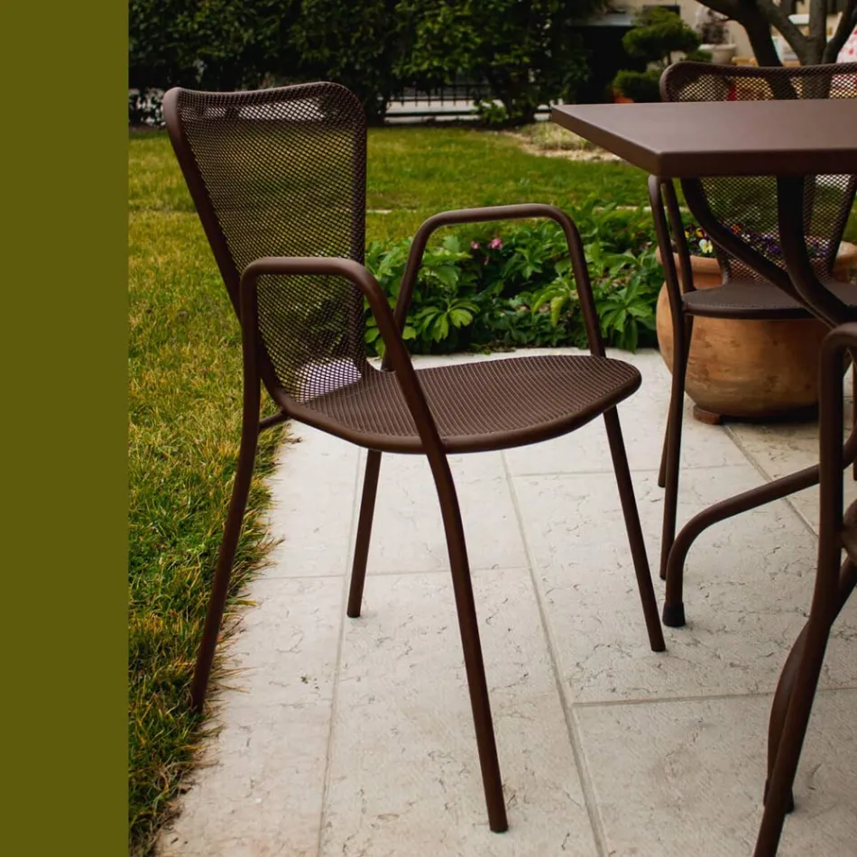 4 fauteuils d'extérieur modernes en métal, fabriqués en Italie - Varmo Viadurini