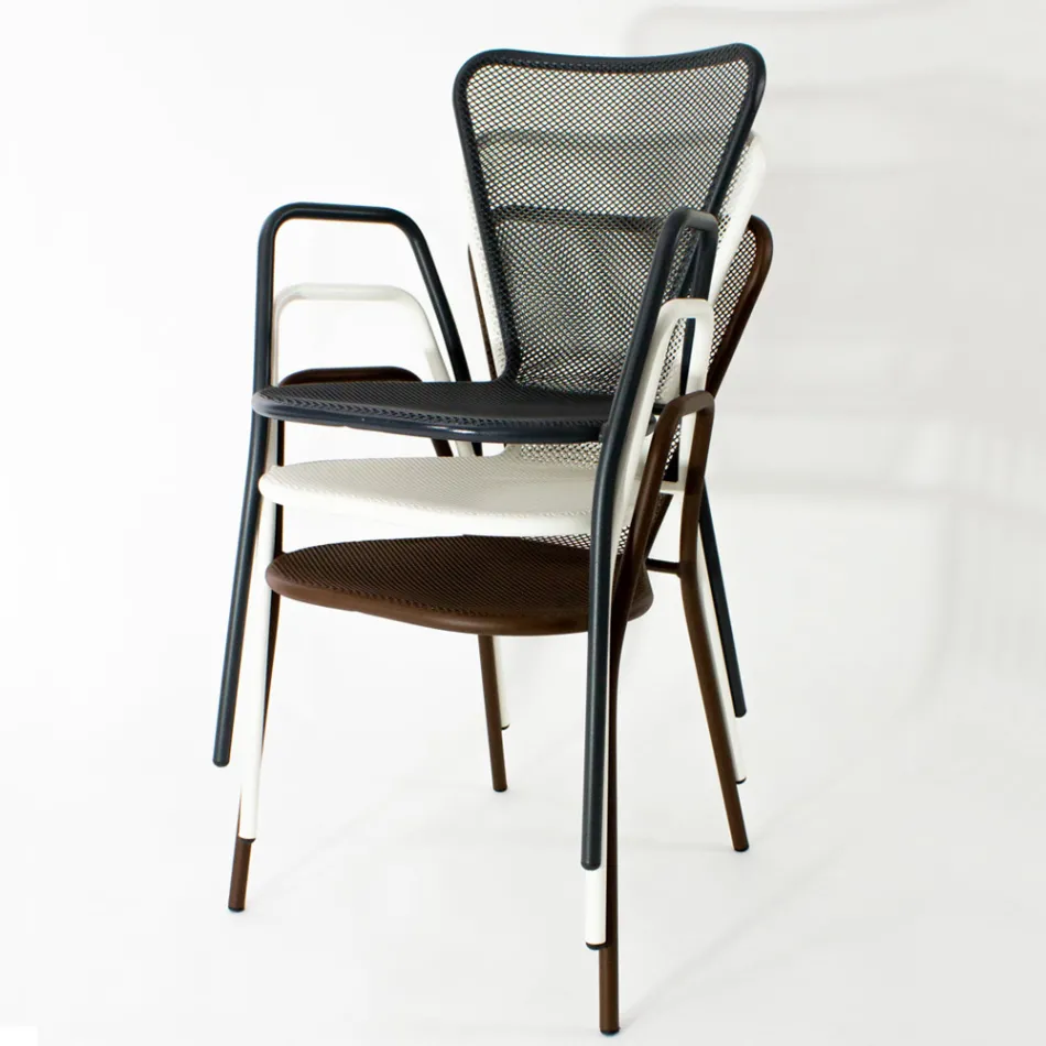 4 fauteuils d'extérieur modernes en métal, fabriqués en Italie - Varmo Viadurini