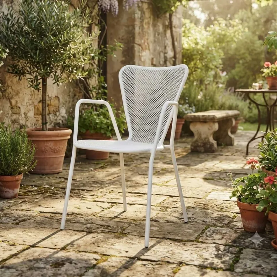 4 fauteuils d'extérieur modernes en métal, fabriqués en Italie - Varmo Viadurini