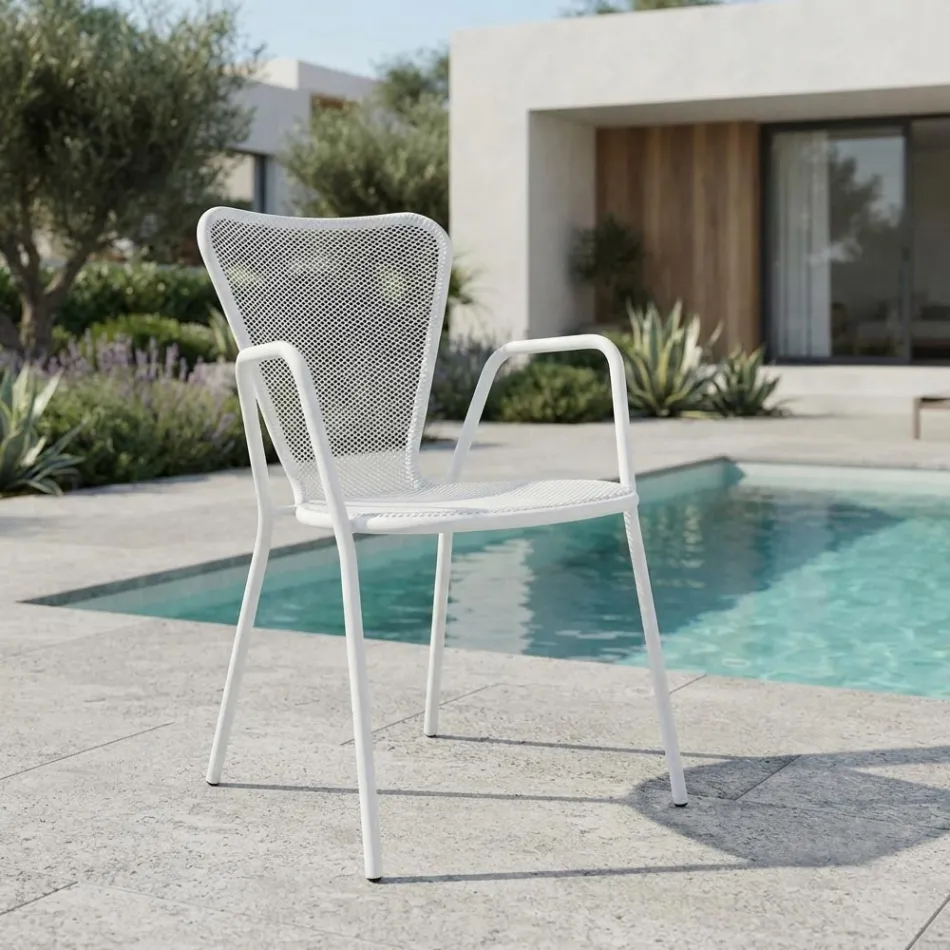 4 fauteuils d'extérieur modernes en métal, fabriqués en Italie - Varmo Viadurini