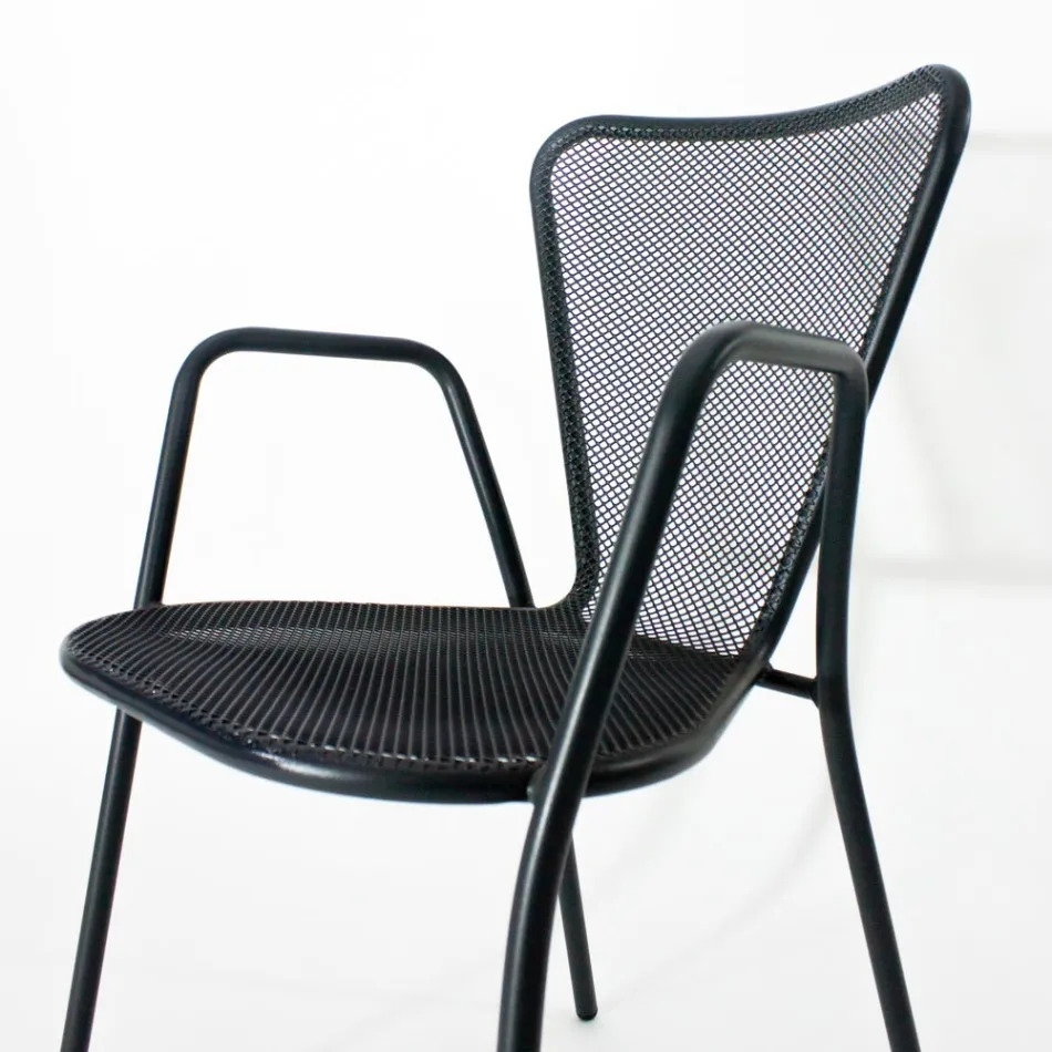 4 fauteuils d'extérieur modernes en métal, fabriqués en Italie - Varmo Viadurini