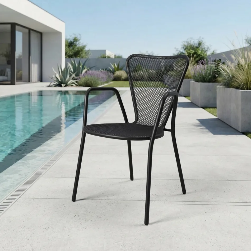 4 fauteuils d'extérieur modernes en métal, fabriqués en Italie - Varmo Viadurini