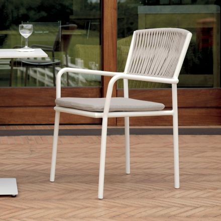 Lot de 4 chaises de jardin empilables en aluminium et corde - Lunaris Viadurini