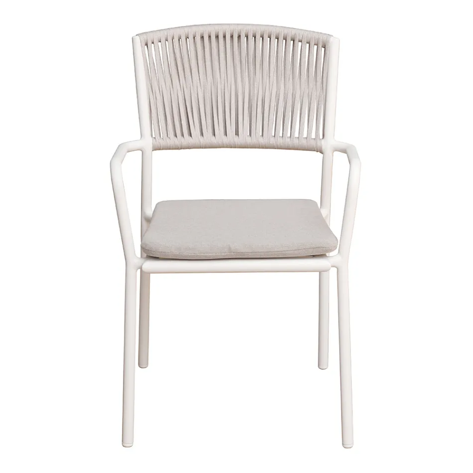 Lot de 4 chaises de jardin empilables en aluminium et corde - Lunaris Viadurini