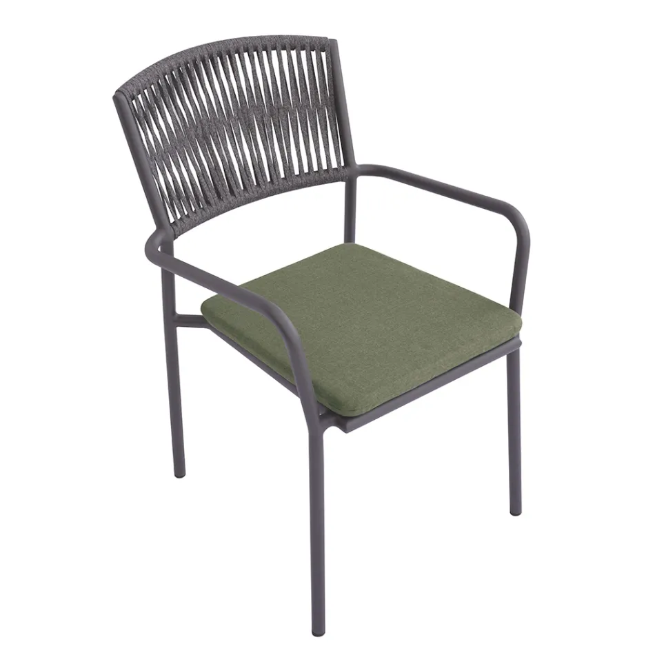 Lot de 4 chaises de jardin empilables en aluminium et corde - Lunaris Viadurini