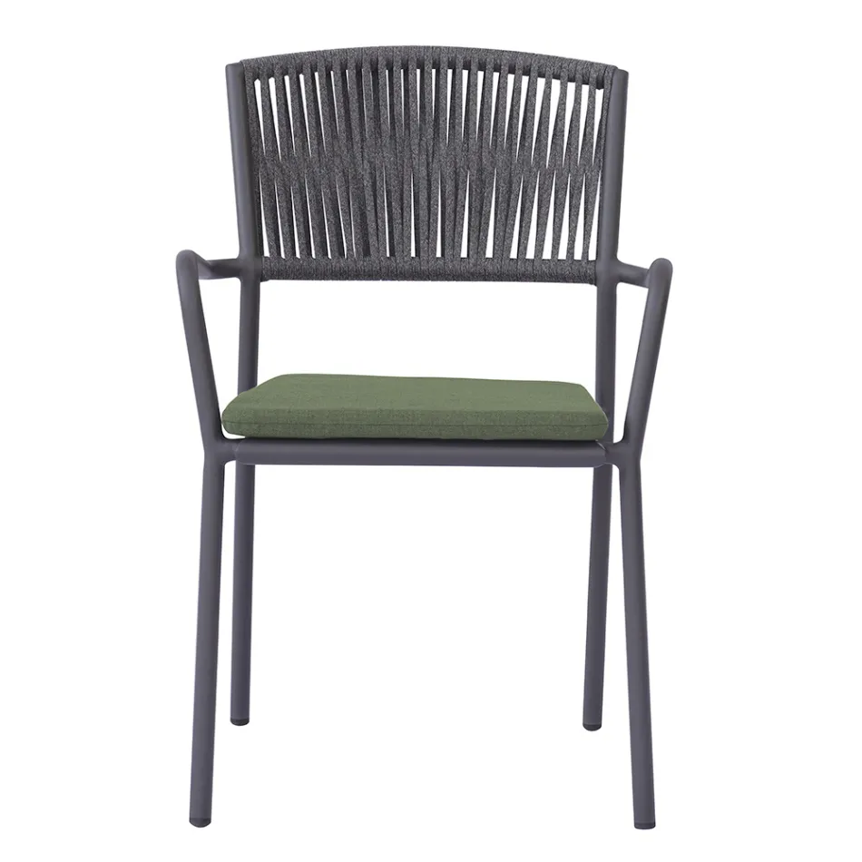 Lot de 4 chaises de jardin empilables en aluminium et corde - Lunaris Viadurini