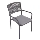 Lot de 4 chaises de jardin empilables en aluminium et corde - Lunaris Viadurini