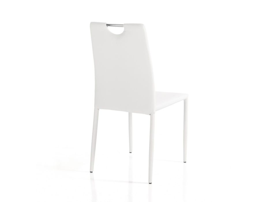 4 chaises entièrement recouvertes de cuir synthétique blanc - Tulio Viadurini