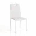 4 chaises entièrement recouvertes de cuir synthétique blanc - Tulio