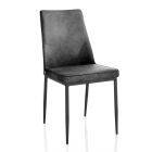 4 chaises avec assise en simili cuir et pieds en métal - Tariq Viadurini