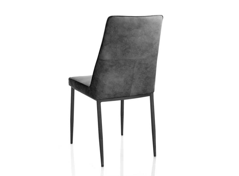 4 chaises avec assise en simili cuir et pieds en métal - Tariq Viadurini