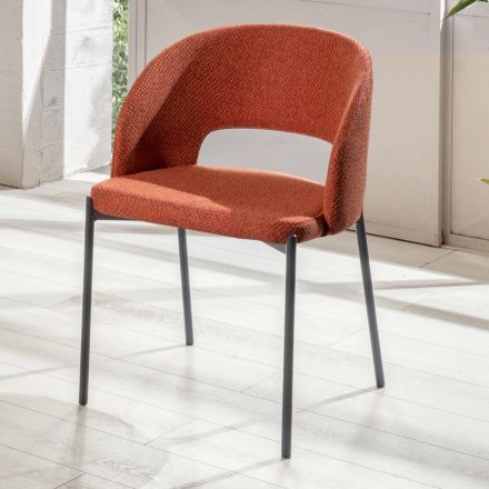 4 Chaises avec Assise en Tissu de Différentes Finitions et Métal - Provence Viadurini