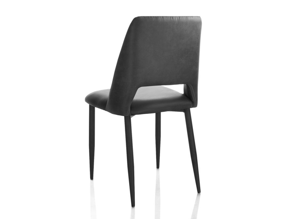 4 chaises avec structure en métal et assise en microfibre - Hala Viadurini