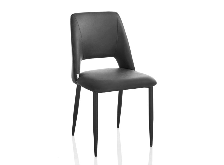 4 chaises avec structure en métal et assise en microfibre - Hala Viadurini