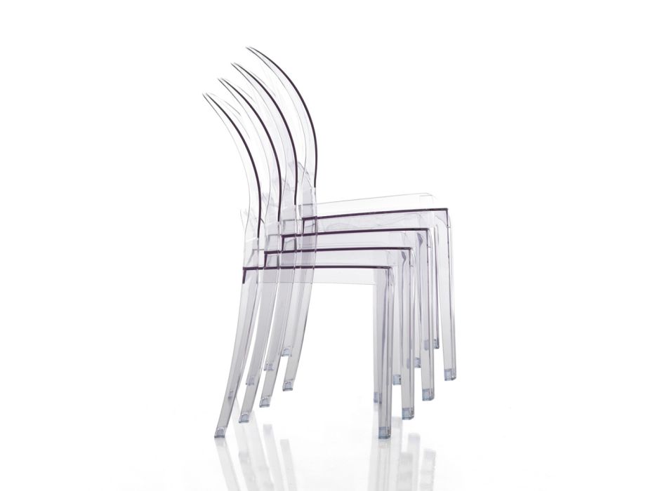 4 chaises d'extérieur et d'intérieur en polycarbonate transparent - Spinosa Viadurini