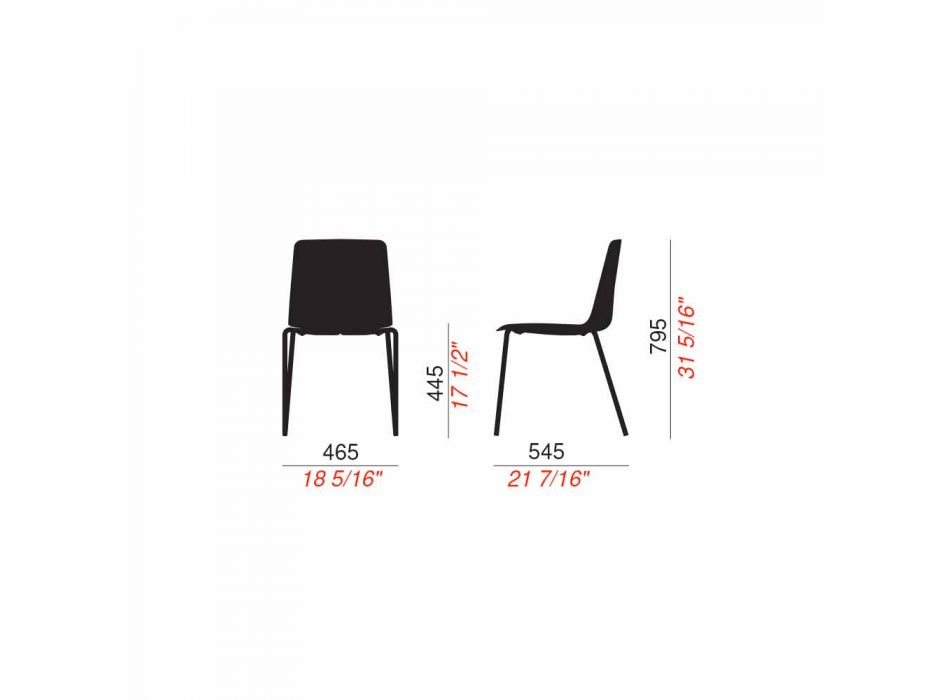4 chaises d'extérieur empilables en métal et polypropylène fabriquées en Italie - Carita Viadurini