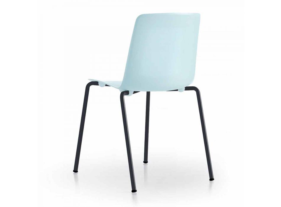 4 chaises d'extérieur empilables en métal et polypropylène fabriquées en Italie - Carita