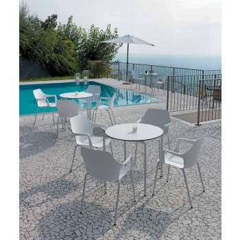 4 Chaises d'extérieur empilables en polypropylène et métal Made in Italy - Carlene