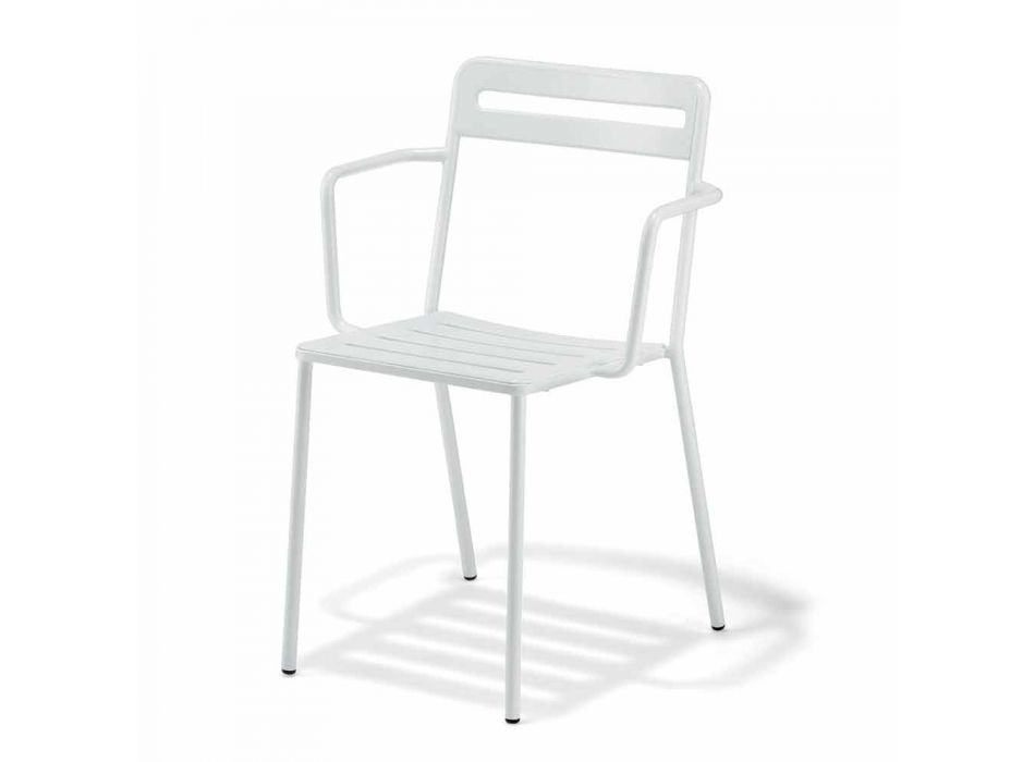 4 chaises d'extérieur empilables en métal fabriquées en Italie - Yolonda