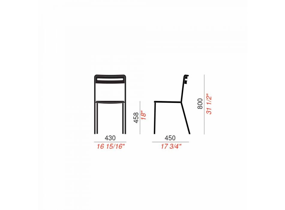 4 chaises d'extérieur empilables en métal fabriquées en Italie - Yolonda