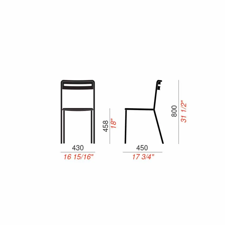 4 chaises d'extérieur empilables en métal fabriquées en Italie - Yolonda Viadurini