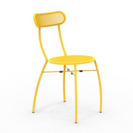 4 chaises de jardin en métal de différentes couleurs fabriquées en Italie - Haie Viadurini