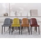 4 chaises d'intérieur au toucher doux de différentes couleurs et pieds en métal - Hugo Viadurini