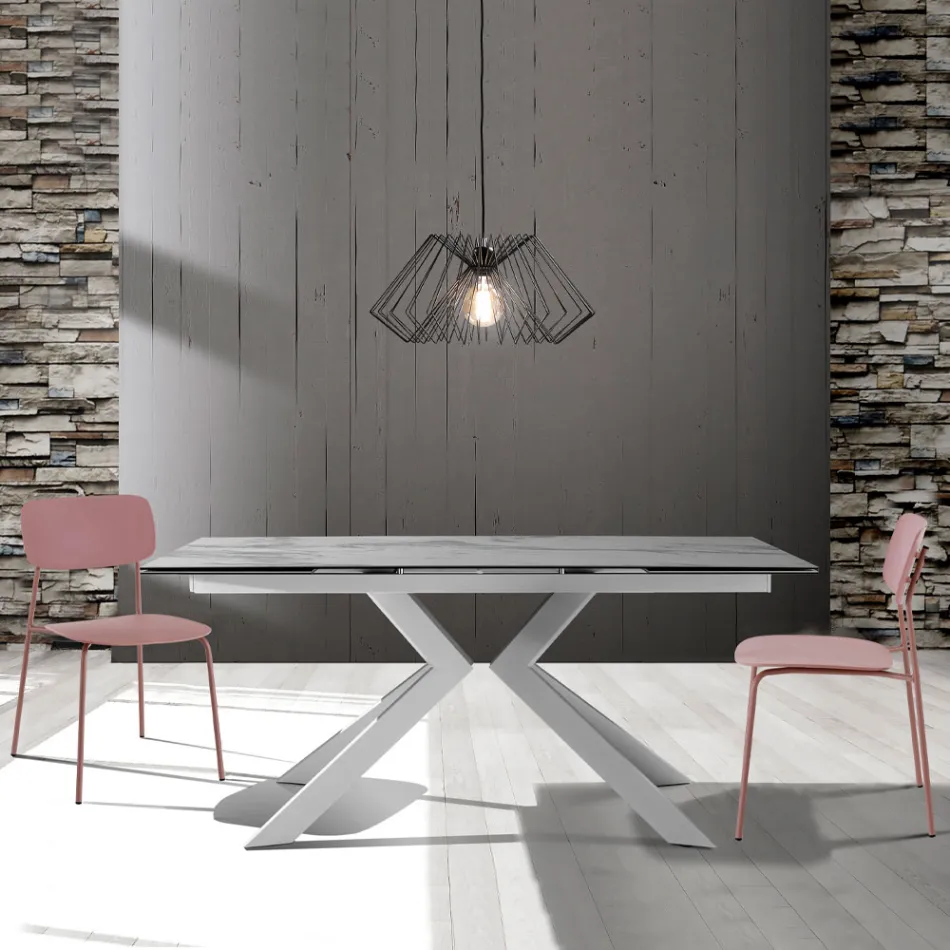 4 chaises de salle à manger en acier et polypropylène - Aquila Viadurini