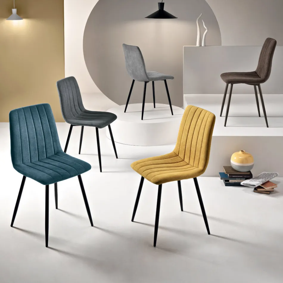 4 fauteuils de salon avec assises en tissu rembourré de différentes couleurs - Impeto Viadurini