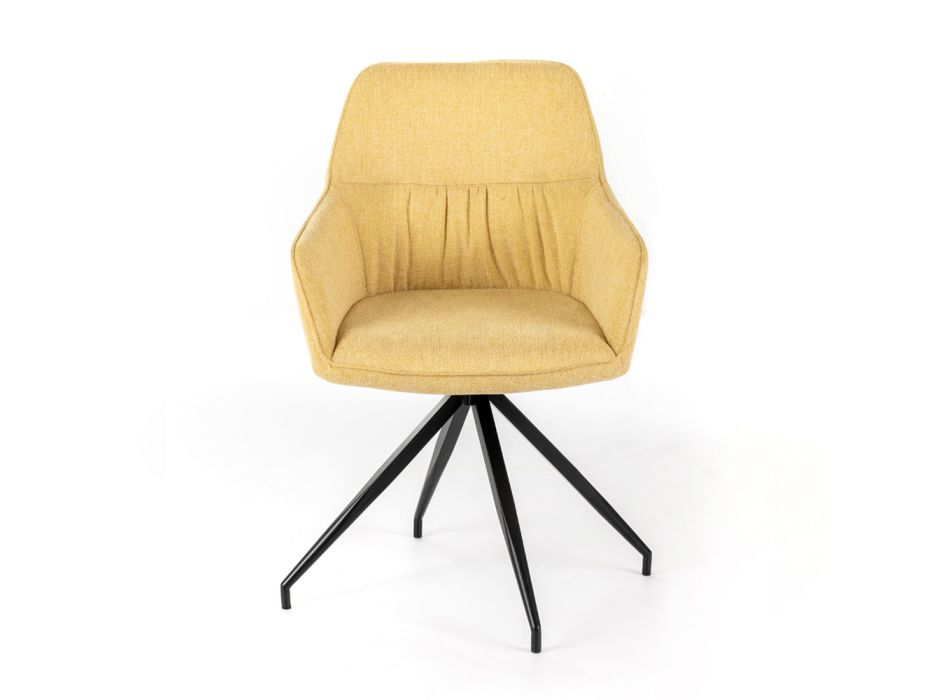 4 Chaises de Salon avec Assise en Tissu et Structure et Pieds en Métal - Pin Viadurini