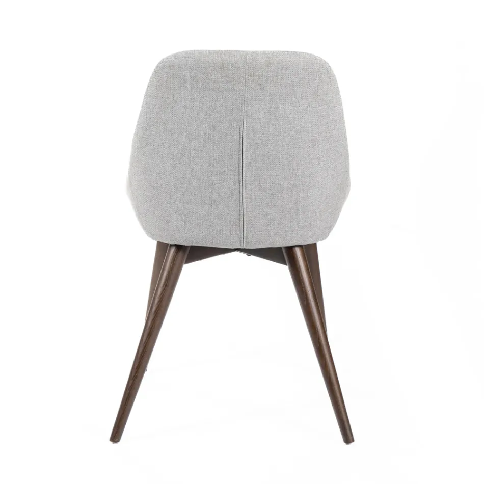 4 Chaises de Salon avec Assise en Tissu et Structure en Bois Massif - Passion Viadurini