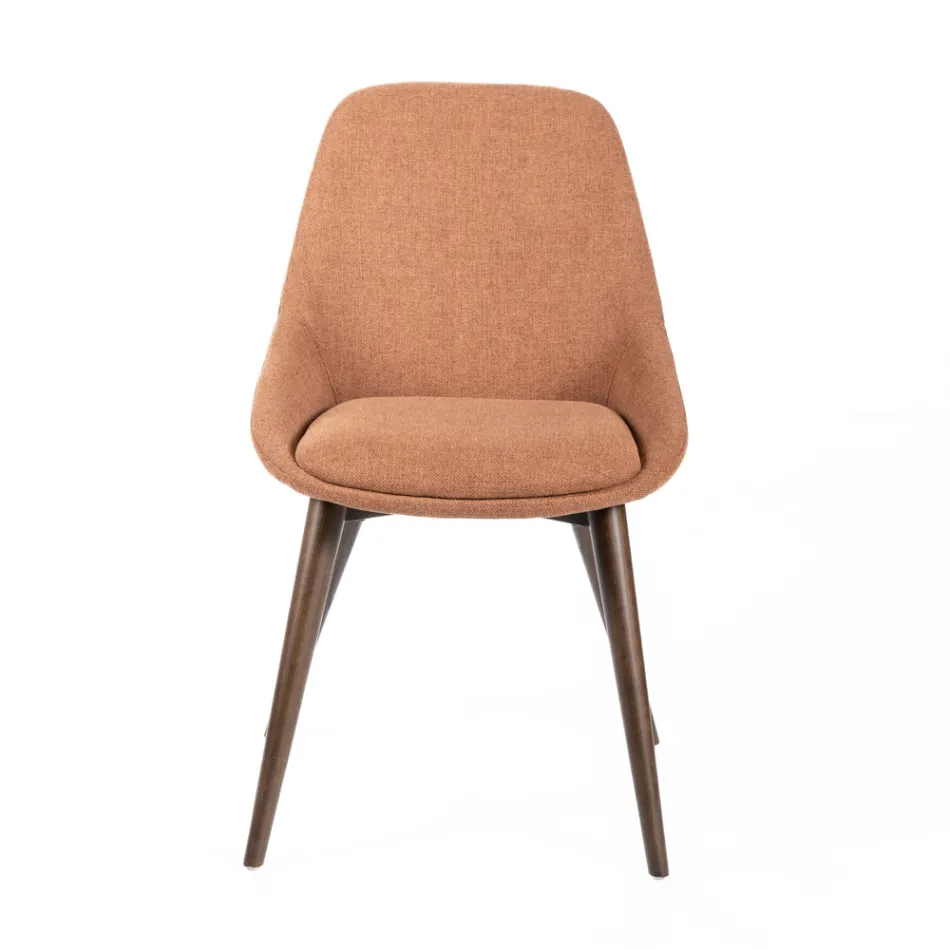 4 Chaises de Salon avec Assise en Tissu et Structure en Bois Massif - Passion Viadurini