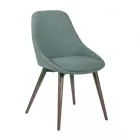 4 Chaises de Salon avec Assise en Tissu et Structure en Bois Massif - Passion Viadurini