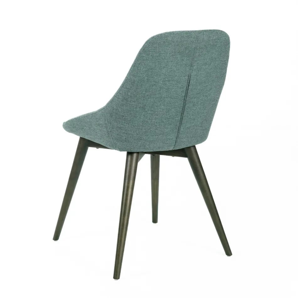 4 Chaises de Salon avec Assise en Tissu et Structure en Bois Massif - Passion Viadurini