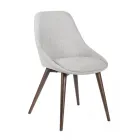 4 Chaises de Salon avec Assise en Tissu et Structure en Bois Massif - Passion Viadurini