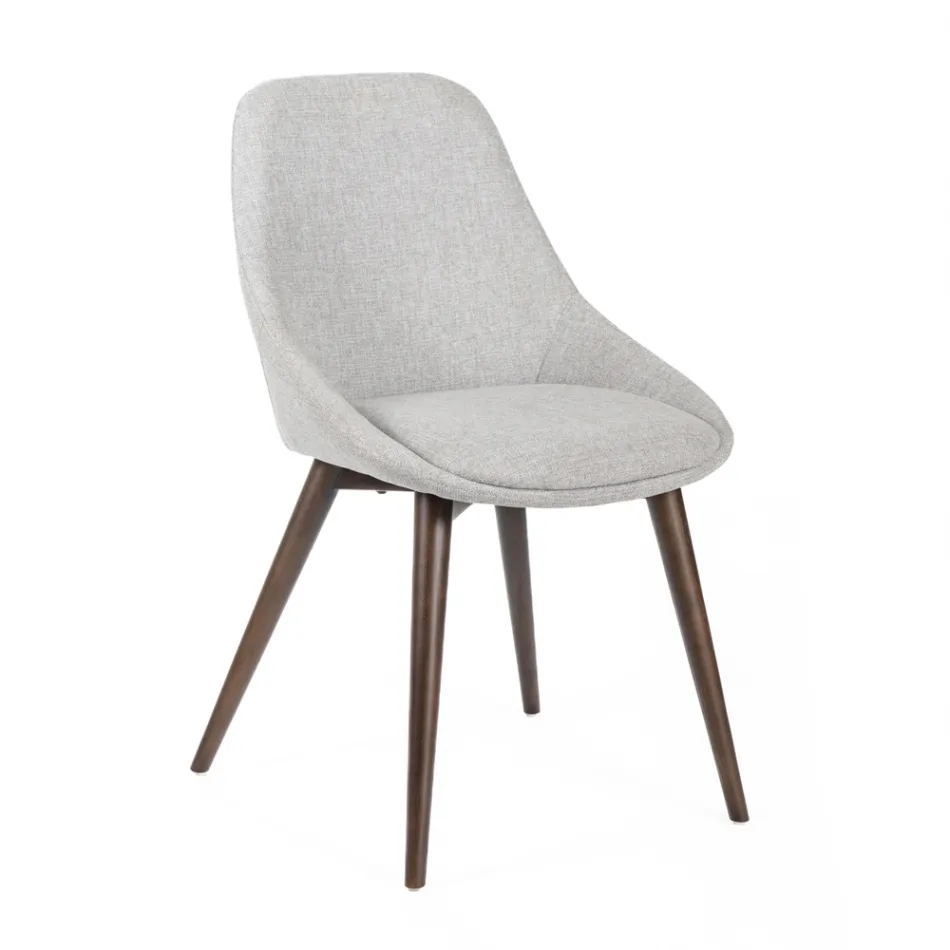 4 Chaises de Salon avec Assise en Tissu et Structure en Bois Massif - Passion Viadurini