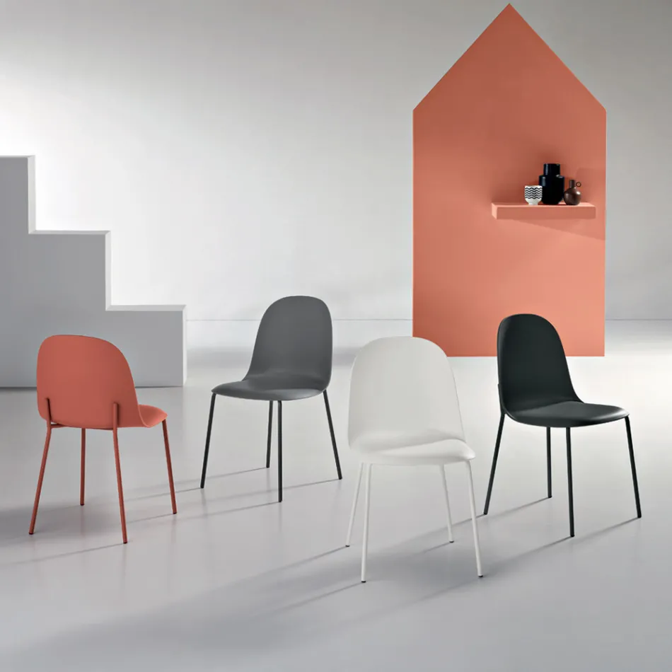4 chaises de salon en polypropylène avec structure en métal - Dinamo Viadurini