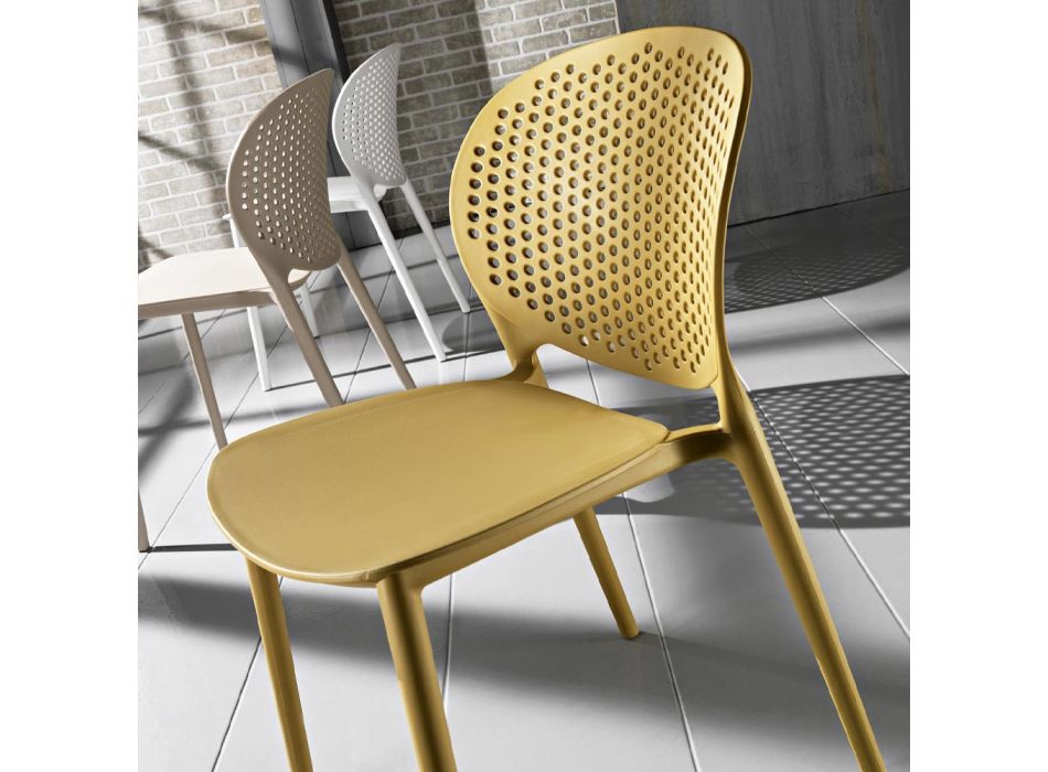 4 chaises empilables en polypropylène de conception moderne - Pocahontas