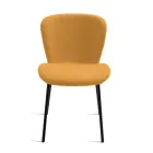 4 fauteuils rembourrés en tissu Bouclè et structure en métal noir - Tiziana Viadurini