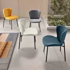 4 fauteuils rembourrés en tissu Bouclè et structure en métal noir - Tiziana Viadurini