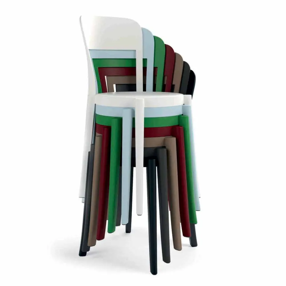 4 chaises d'extérieur empilables en polypropylène Made in Italy Design - Alexus Viadurini